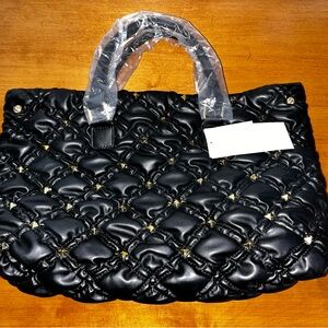 Luxurious Black Quilted Tote with black  Handle